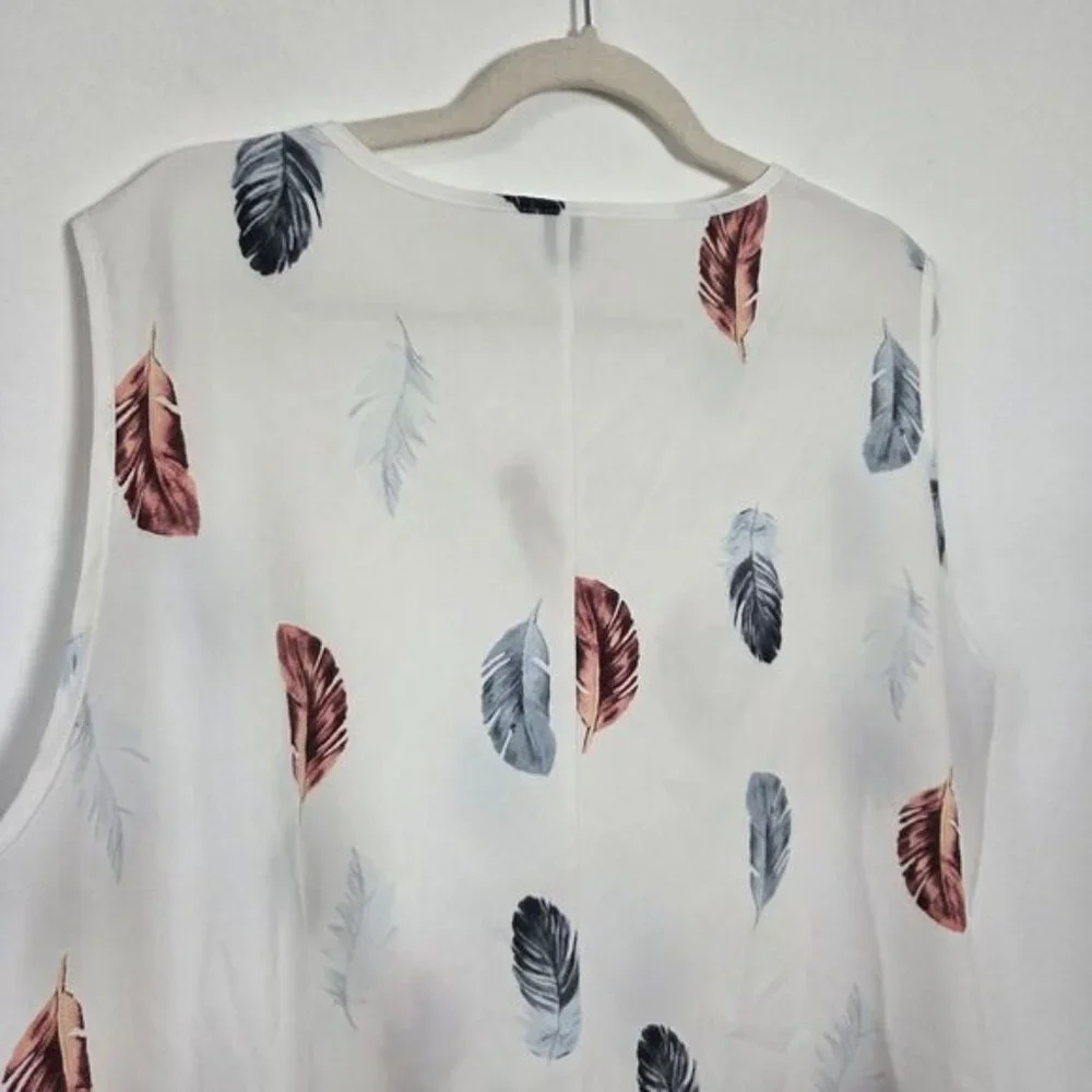 Plus Size 4X Feather Camisole Blouse Top White Boho Summer Festival Gypsy Hippie - Picture 5 of 5